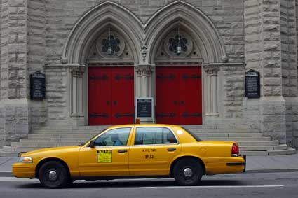 yellow taxi red door